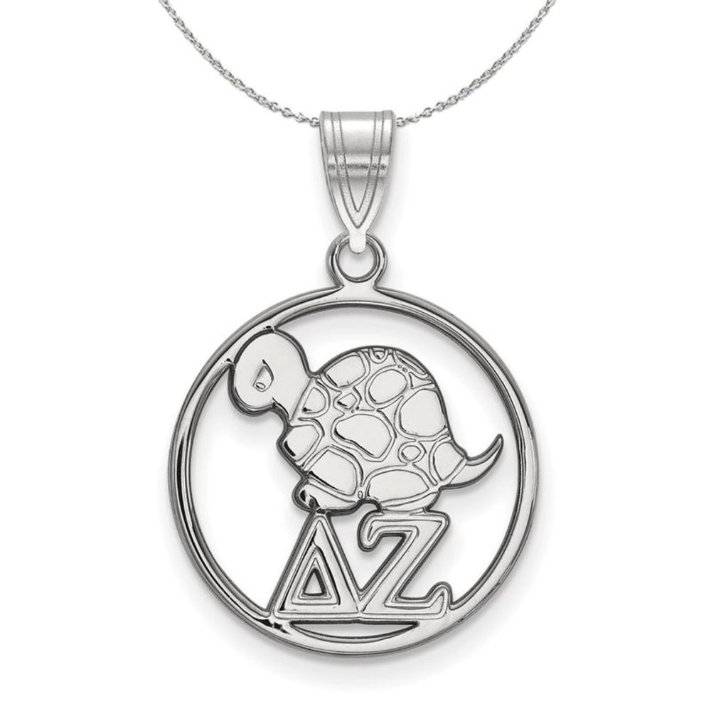 Sterling Silver Delta Zeta Medium Circle Pendant Necklace - 18 Inch